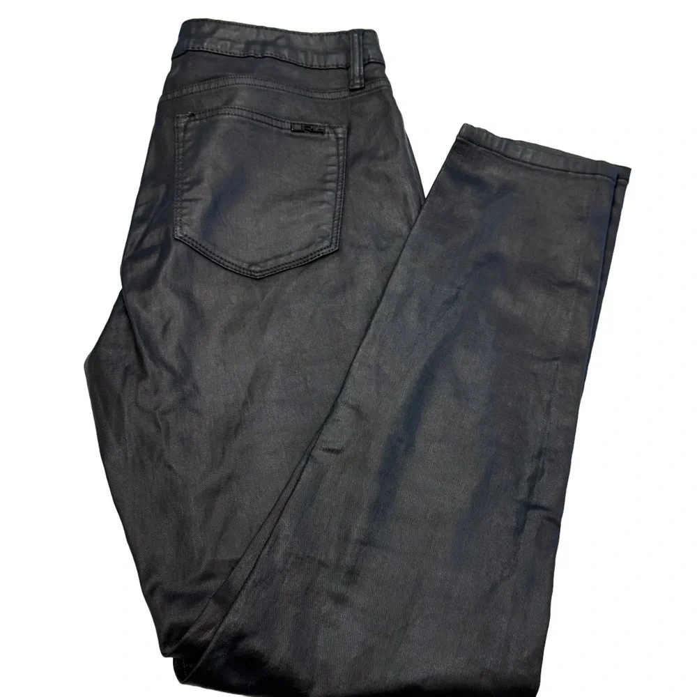LRL Ralph Lauren Women’s Jeans Sz 10 Black Modern Wax Coated Leather-like NWOT